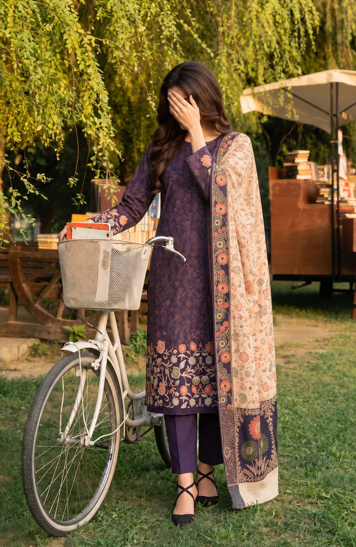 Aveline by Amna Khadija Printed Supreme Wool Unstitched 3 Piece Suit - AKAW-14 - AM26TRV - Purple - Winter Collection