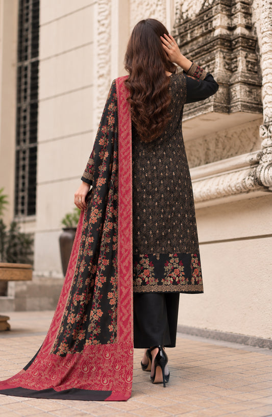 Aveline by Amna Khadija Printed Supreme Wool Unstitched 3 Piece Suit - AKAW-10 - AM26VLN - Black - Winter Collection