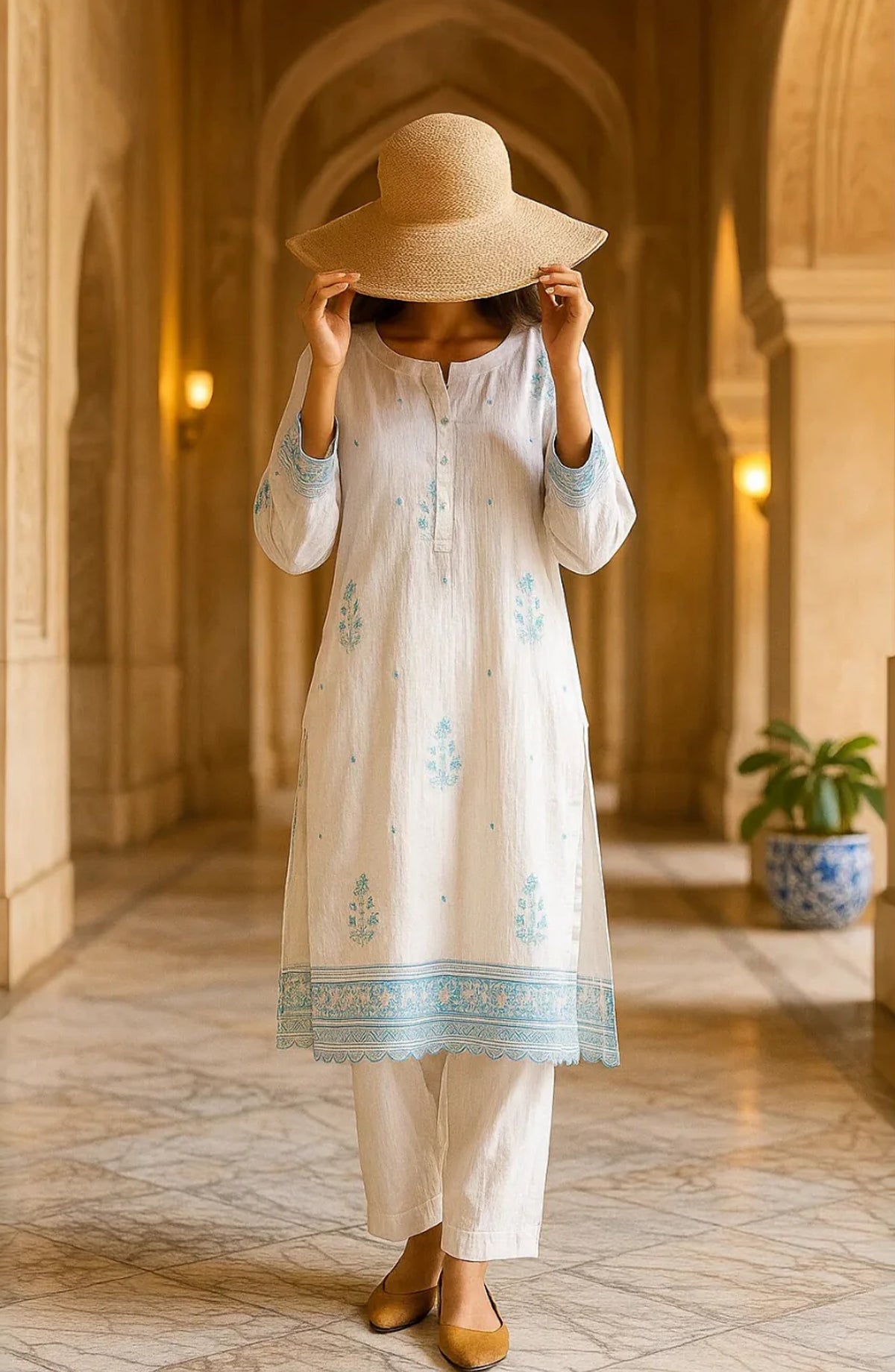 Ayla Embroidered Dobby Lawn Stitched 2 Piece Solids - SE250410 - AY25SW - White - Winter Collection