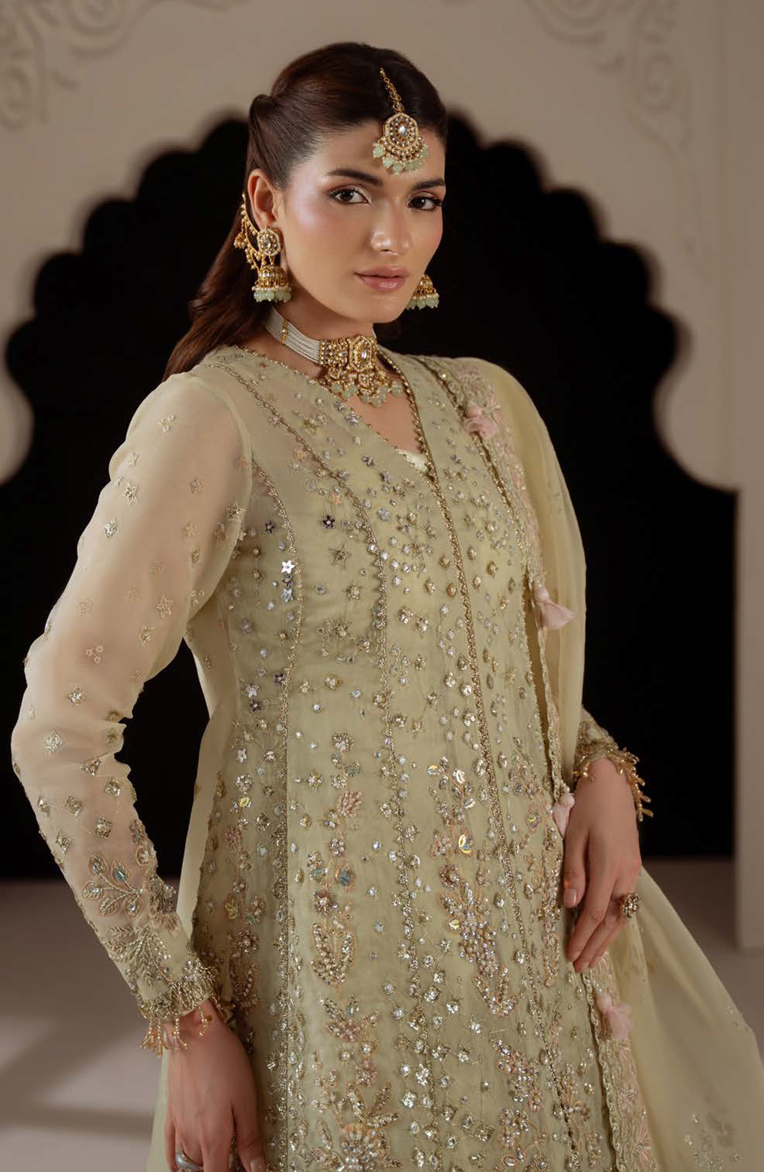 Aylin Ember Embroidered Organza Unstitched 3 Piece Suit - D-02 Reverie - AYL26EM - Green - Festive Collection