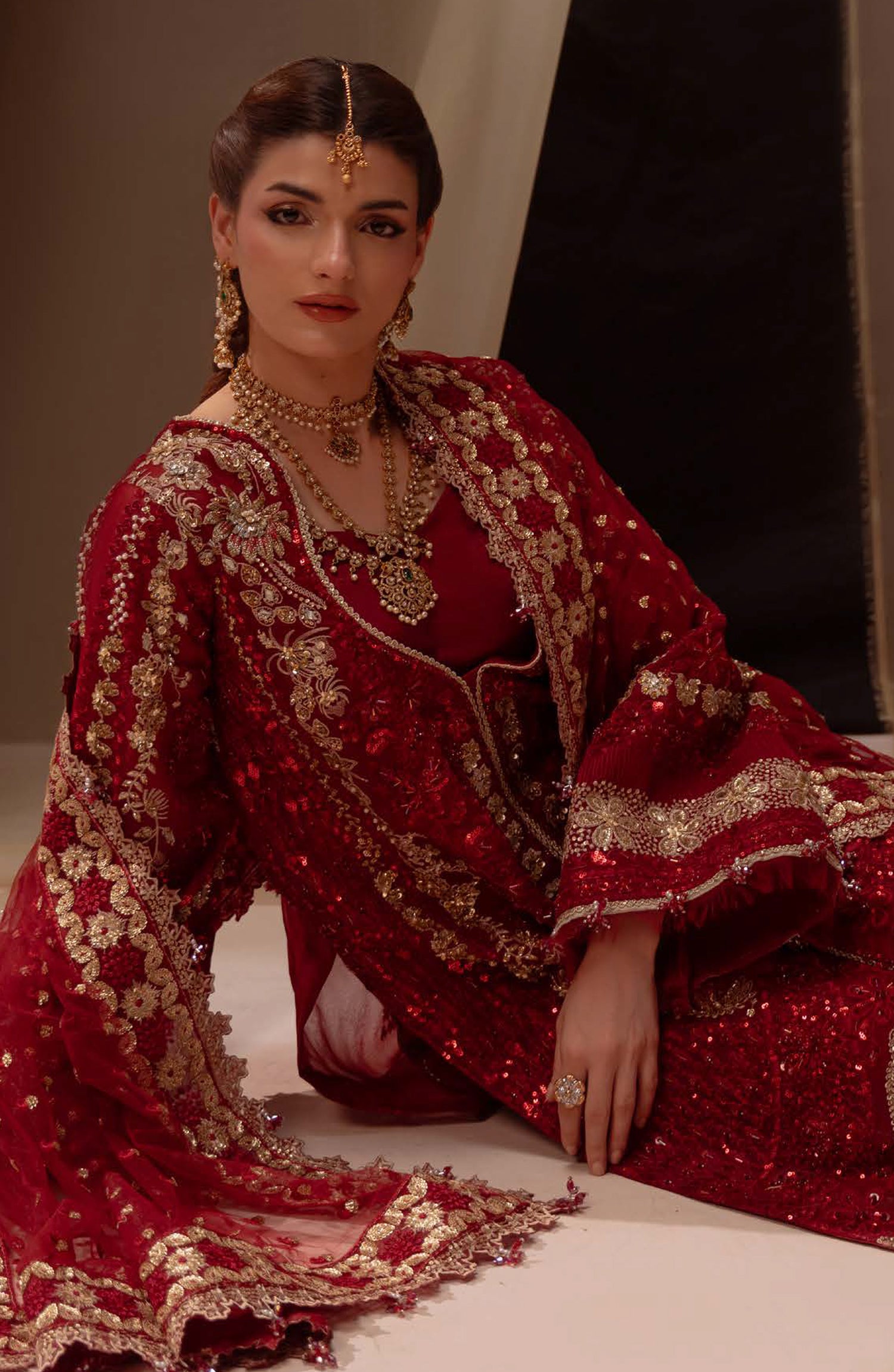 Aylin Ember Embroidered Organza Unstitched 3 Piece Suit - D-03 Amour - AYL26EM - Red - Festive Collection