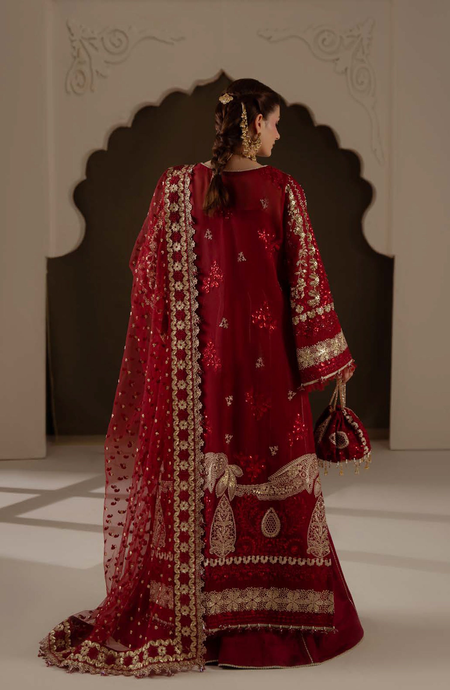 Aylin Ember Embroidered Organza Unstitched 3 Piece Suit - D-03 Amour - AYL26EM - Red - Festive Collection