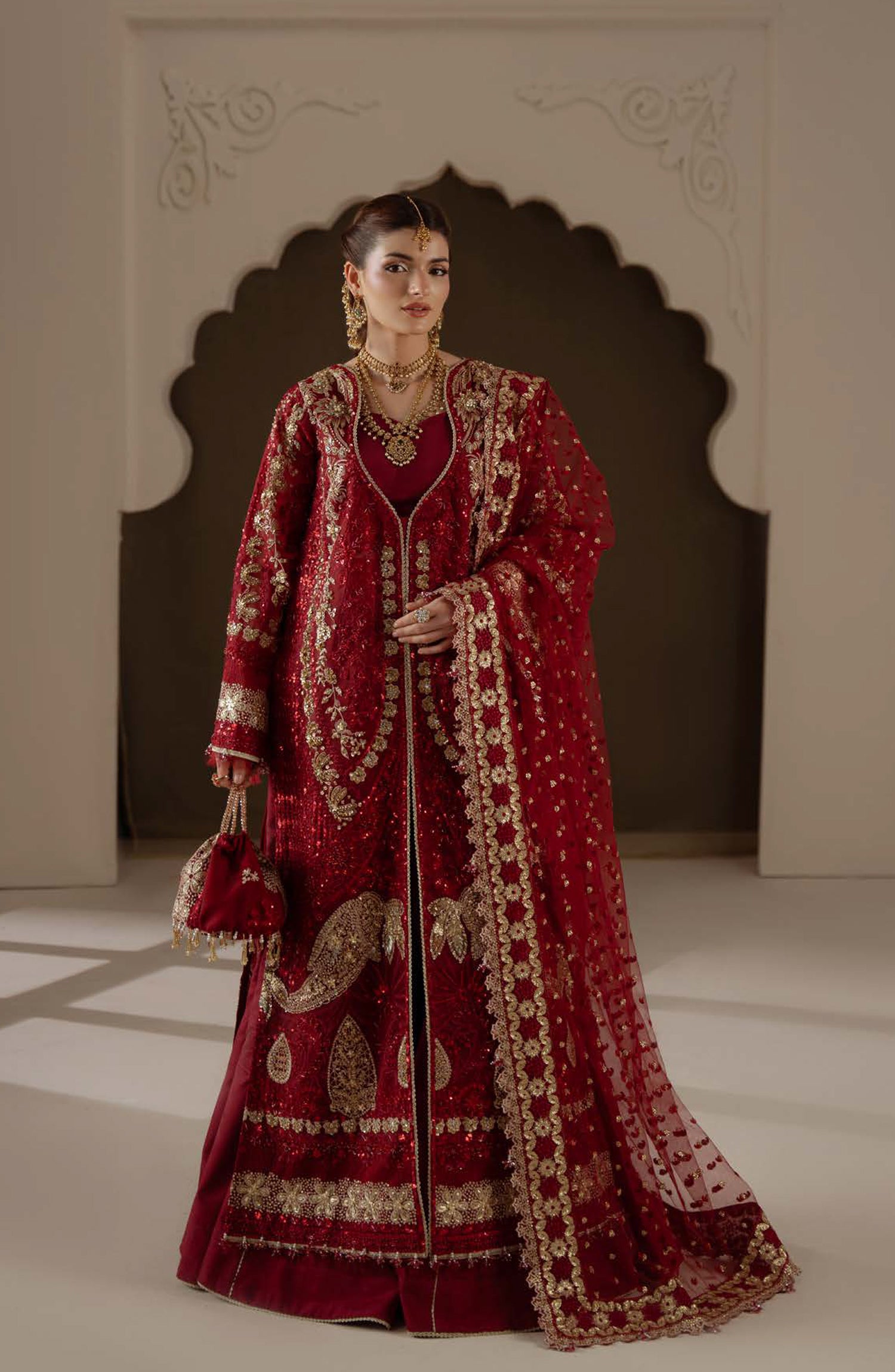 Aylin Ember Embroidered Organza Unstitched 3 Piece Suit - D-03 Amour - AYL26EM - Red - Festive Collection