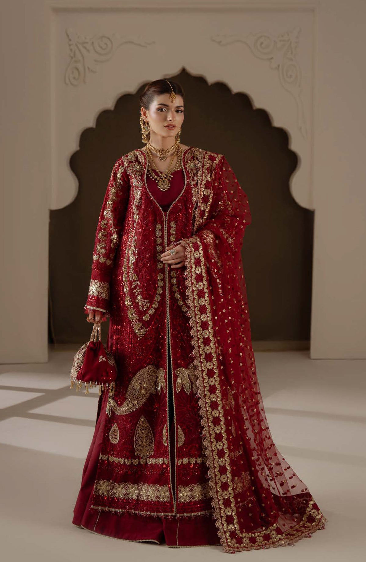 Aylin Ember Embroidered Organza Unstitched 3 Piece Suit - D-03 Amour - AYL26EM - Red - Festive Collection