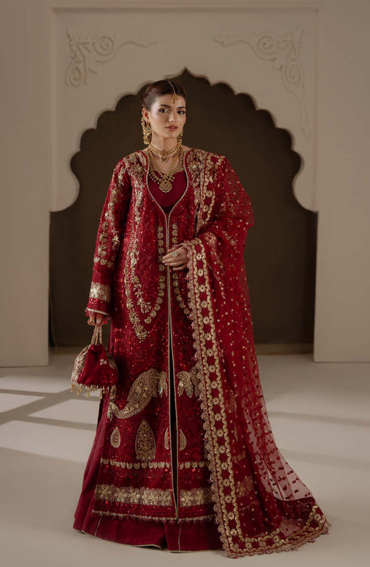 Aylin Ember Embroidered Organza Unstitched 3 Piece Suit - D-03 Amour - AYL26EM - Red - Festive Collection