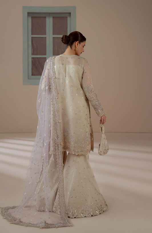 Aylin Ember Embroidered Organza Unstitched 3 Piece Suit - D-04 Enamour - AYL26EM - Light Fawn - Festive Collection
