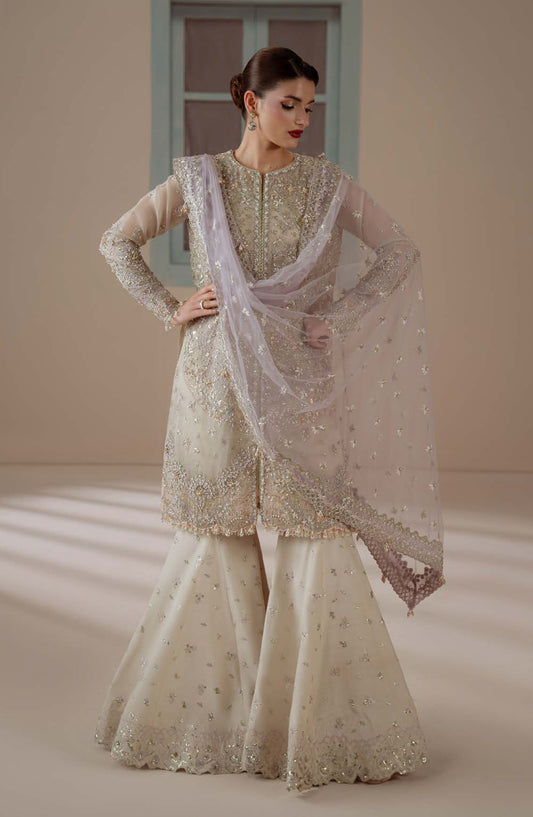 Aylin Ember Embroidered Organza Unstitched 3 Piece Suit - D-04 Enamour - AYL26EM - Light Fawn - Festive Collection