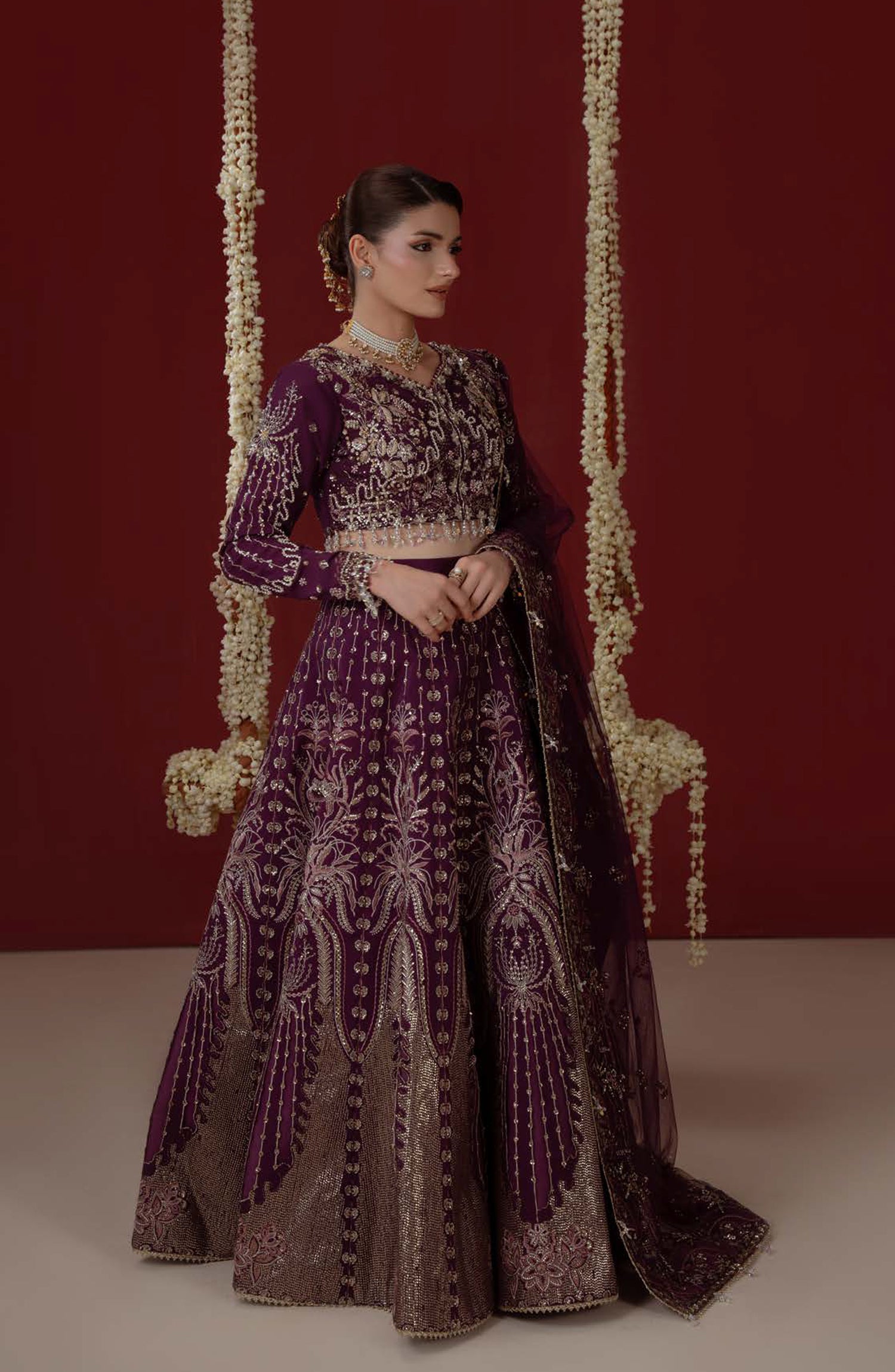 Aylin Ember Embroidered Organza Unstitched 3 Piece Suit - D-05 Ethereal - AYL26EM - Purple - Festive Collection