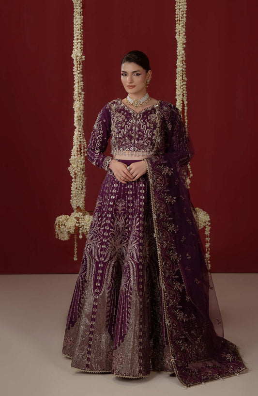 Aylin Ember Embroidered Organza Unstitched 3 Piece Suit - D-05 Ethereal - AYL26EM - Purple - Festive Collection