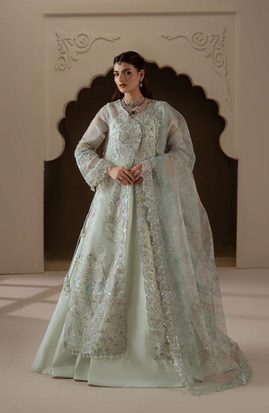 Aylin Ember Embroidered Organza Unstitched 3 Piece Suit - D-06 Celeste - AYL26EM - Blue - Festive Collection