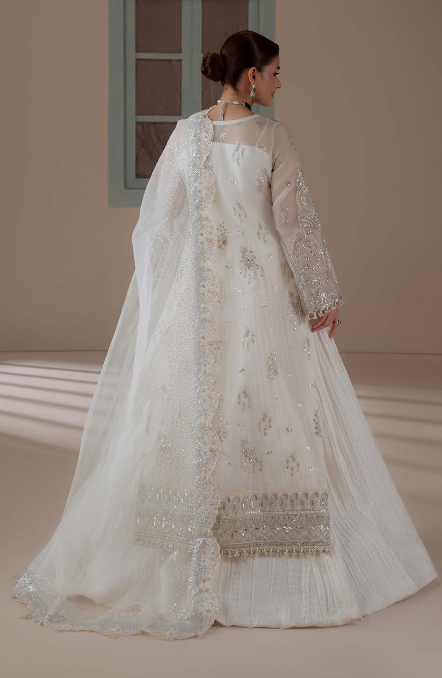 Aylin Ember Embroidered Organza Unstitched 3 Piece Suit - D-08 Serenity - AYL26EM - White - Festive Collection