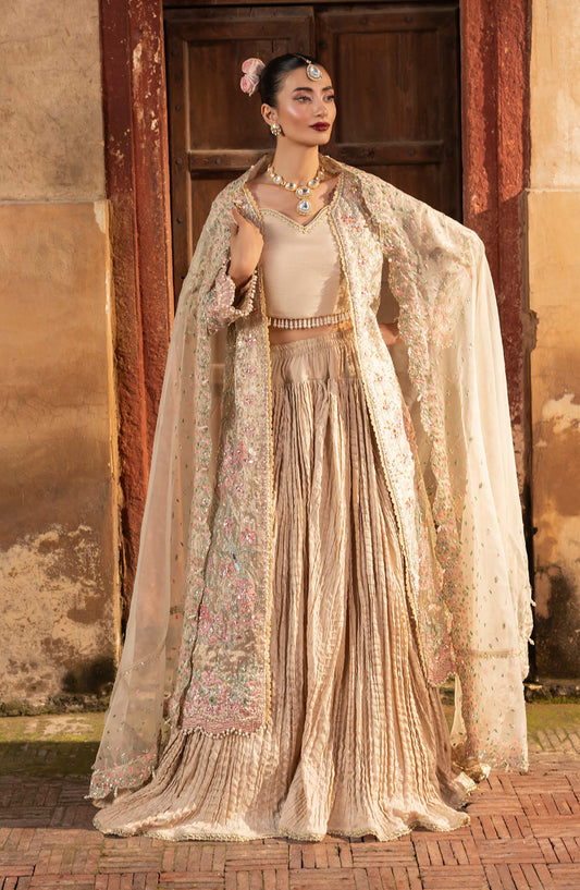 Aylin Ember Embroidered Zari Unstitched 3 Piece Suit - 08 Dreamgold - AYL25EMF - Beige - Festive Collection