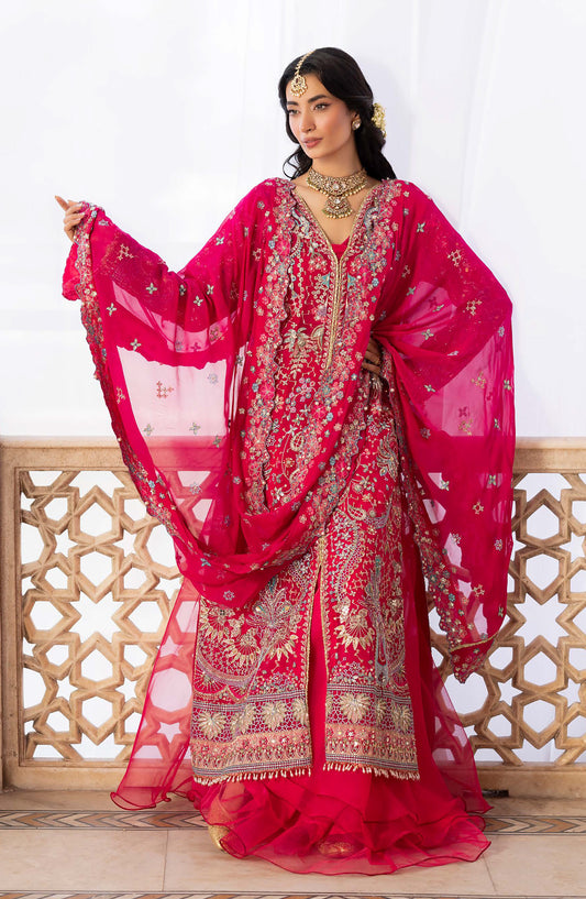 Aylin Ember Embroidered Organza Unstitched 3 Piece Suit - 03 Fuchsia - AYL25EMF - Pink - Festive Collection