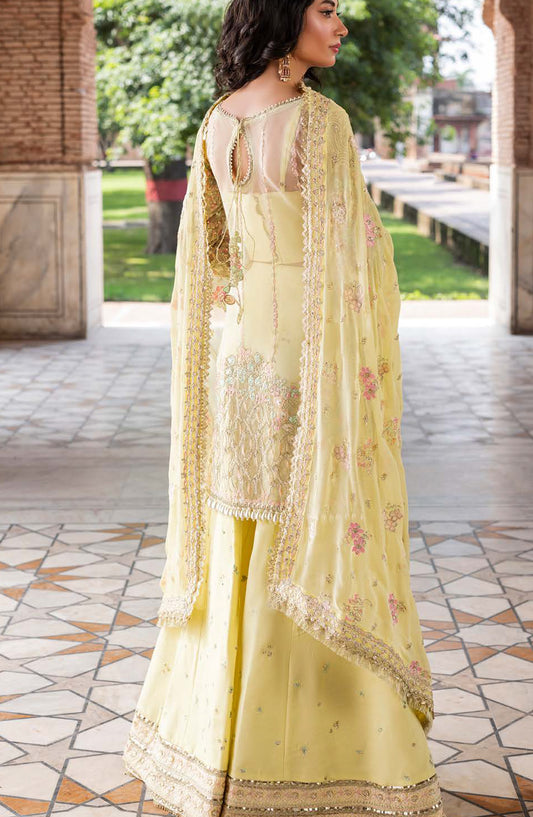 Aylin Ember Embroidered Organza Unstitched 3 Piece Suit - 01 Lumena - AYL25EMF - Lemon - Festive Collection