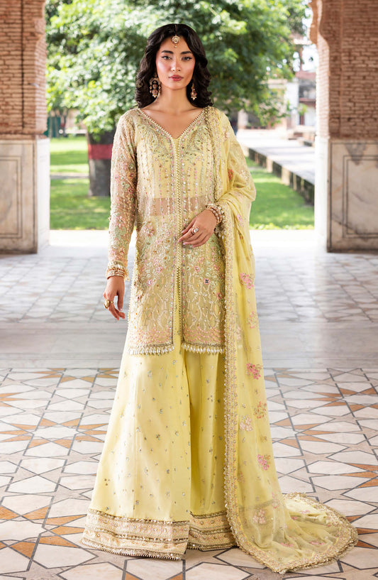 Aylin Ember Embroidered Organza Unstitched 3 Piece Suit - 01 Lumena - AYL25EMF - Lemon - Festive Collection