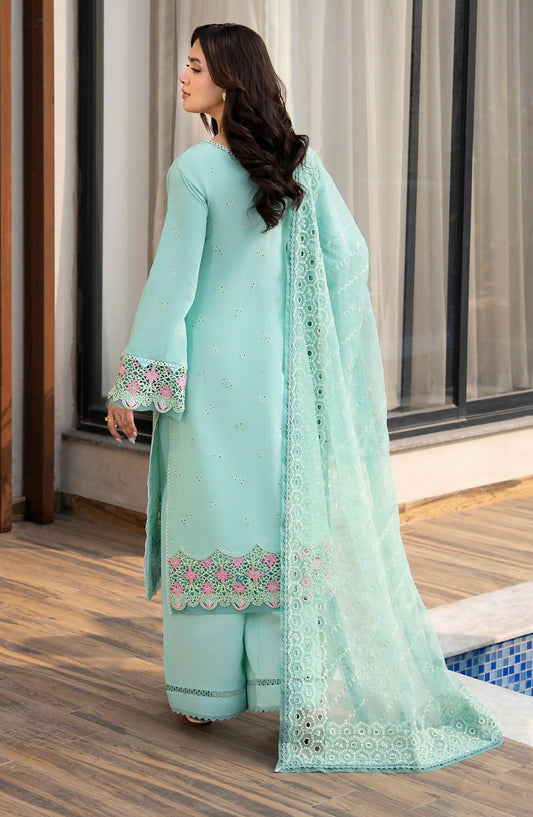 Aylin Luxury Embroidered Lawn Unstitched 3 Piece Suit - D-05 Mint Blossom - AYL26LX - Sea Green - Festive Collection