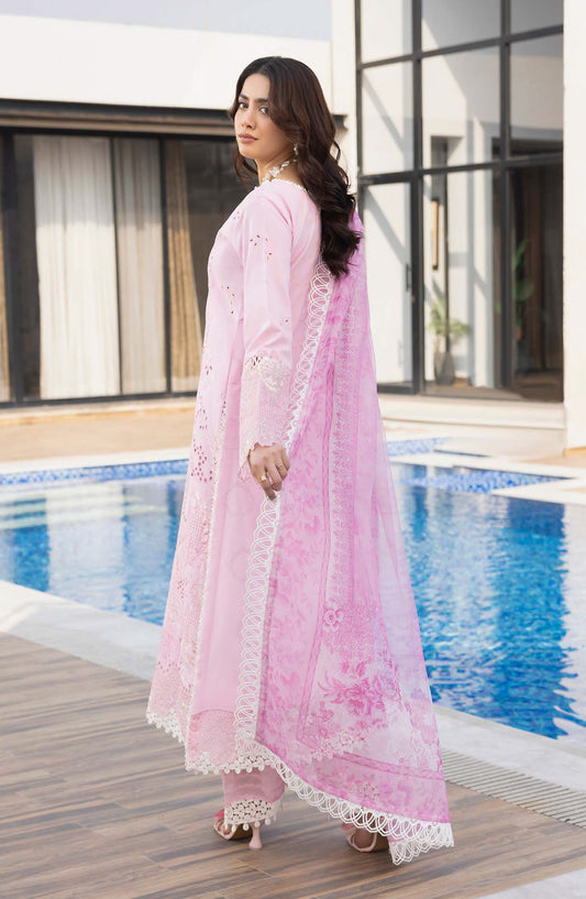 Aylin Luxury Embroidered Lawn Unstitched 3 Piece Suit - D-04 Pink Lilly - AYL26LX - Pink - Festive Collection