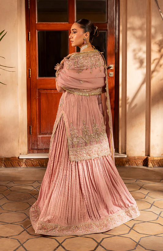 Aylin Luxury Formal Embroidered Organza Unstitched 3 Piece Suit - MAUVE MIST - AYL25WE - Pink - Wedding Collection