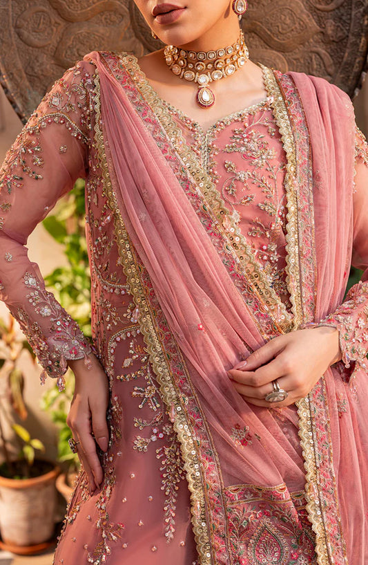 Aylin Luxury Formal Embroidered Organza Unstitched 3 Piece Suit - AYL25WE - Pink - Wedding Collection