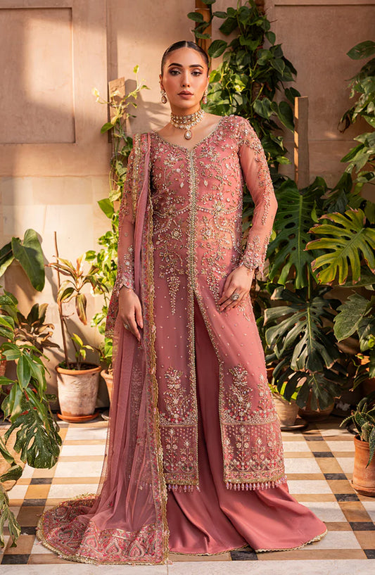 Aylin Luxury Formal Embroidered Organza Unstitched 3 Piece Suit - AYL25WE - Pink - Wedding Collection