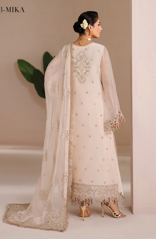 Aymal by Alizeh Embroidered Chiffon Unstitched 3 Piece Suit - 4065-MIKA - ALZ26AML - White - Festive Collection
