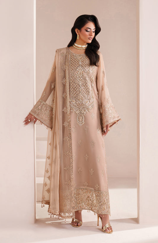 Aymal by Alizeh Embroidered Chiffon Unstitched 3 Piece Suit - 4064-COVE - ALZ26AML - Peach - Festive Collection