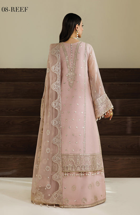 Aymal by Alizeh Embroidered Chiffon Unstitched 3 Piece Suit - 08-Reef - AML26ALZ - Pink - Festive Collection