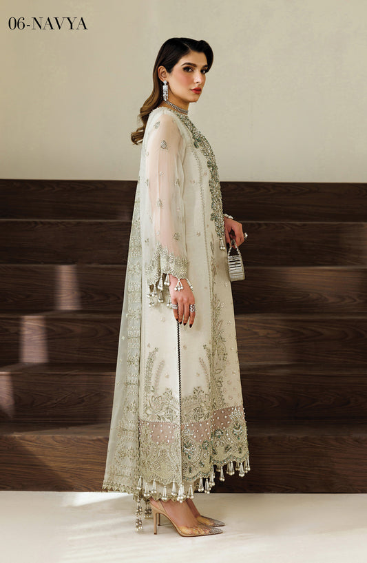 Aymal by Alizeh Embroidered Chiffon Unstitched 3 Piece Suit - 06-Navya - AML26ALZ - White - Festive Collection