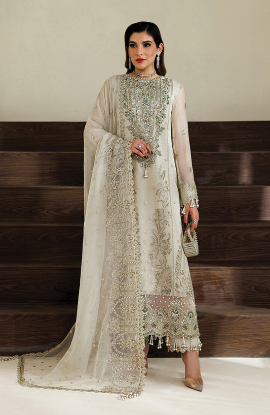 Aymal by Alizeh Embroidered Chiffon Unstitched 3 Piece Suit - 06-Navya - AML26ALZ - White - Festive Collection