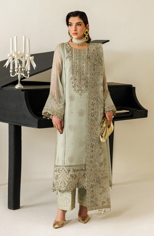 Aymal by Alizeh Embroidered Chiffon Unstitched 3 Piece Suit - 04-Javi - AML26ALZ - Green - Festive Collection