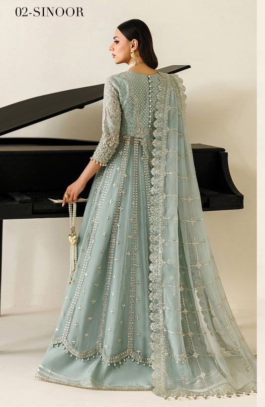 Aymal by Alizeh Embroidered Chiffon Unstitched 3 Piece Suit - 02-Sinoor - AML26ALZ - Blue - Festive Collection
