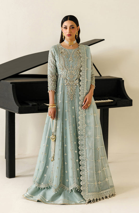 Aymal by Alizeh Embroidered Chiffon Unstitched 3 Piece Suit - 02-Sinoor - AML26ALZ - Blue - Festive Collection