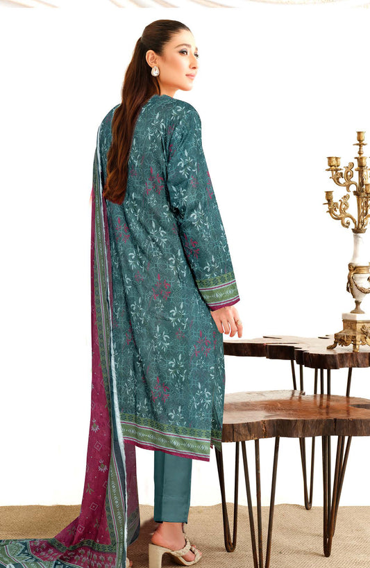 Azal by Johra Printed Lawn Unstitched 3 Piece Suit - JH-1518 - JH25AZALL - Teal - Casual Collection
