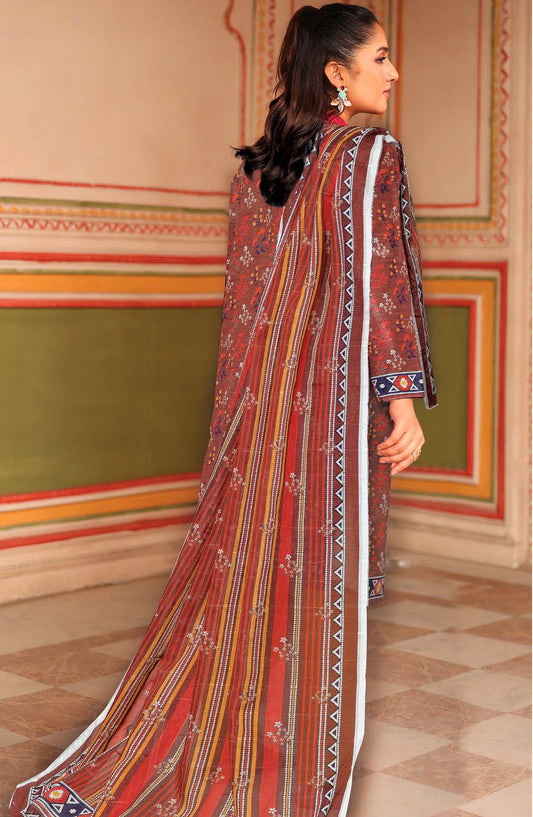 Azal by Johra Printed Lawn Unstitched 3 Piece Suit - JH-1510 - JH25AZALL - Maroon - Casual Collection