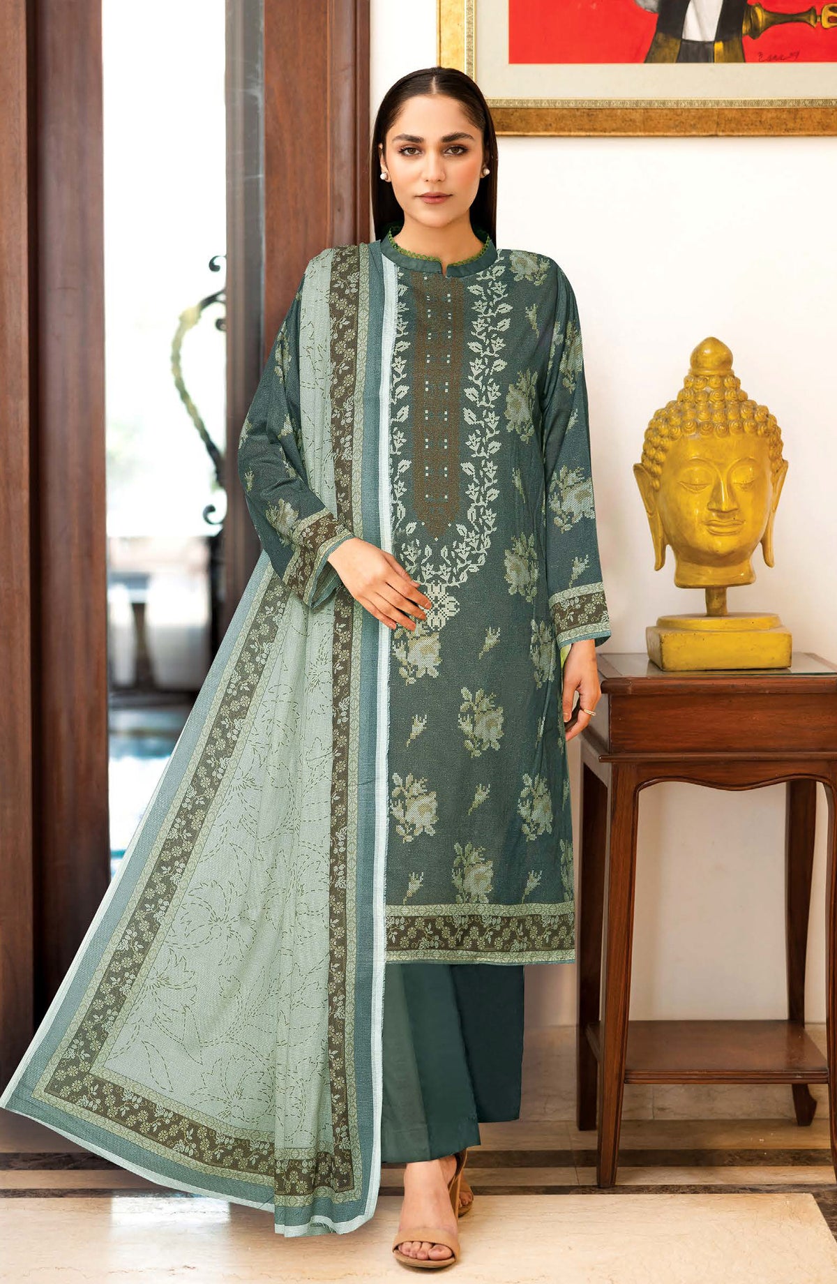 Azal by Johra Printed Lawn Unstitched 3 Piece Suit - JH-1507 - JH25AZALL - Green - Casual Collection