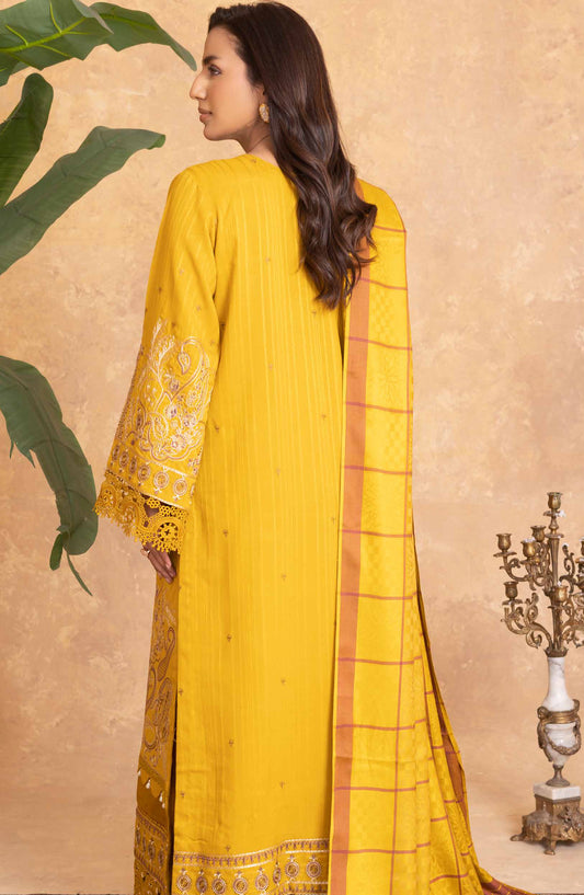 Azami by Johra Embroidered Winter Fabric Unstitched 3 Piece Suit - JW-009 - JH25AZAMI - Yellow - Winter Collection