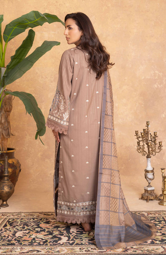 Azami by Johra Embroidered Winter Fabric Unstitched 3 Piece Suit - JW-008 - JH25AZAMI - Beige - Winter Collection