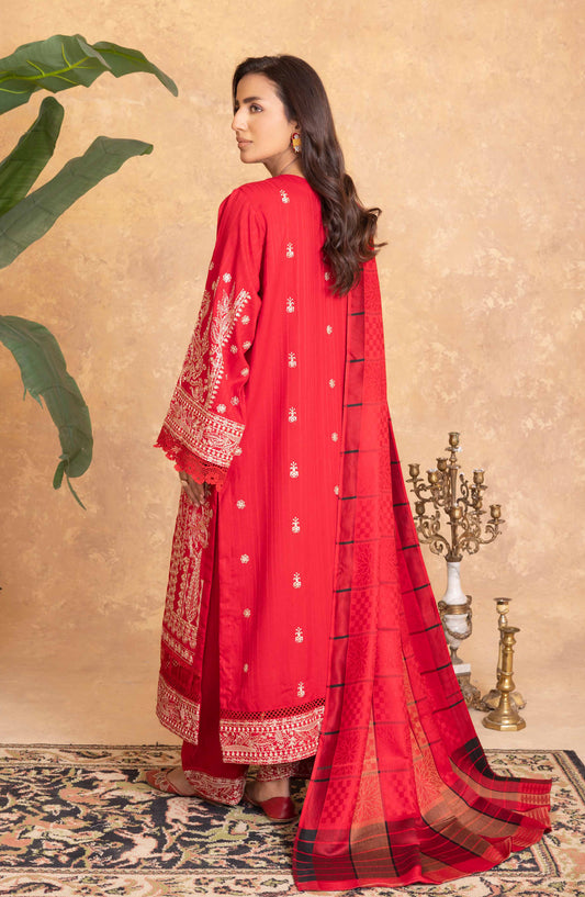 Azami by Johra Embroidered Winter Fabric Unstitched 3 Piece Suit - JW-006 - JH25AZAMI - Red - Winter Collection