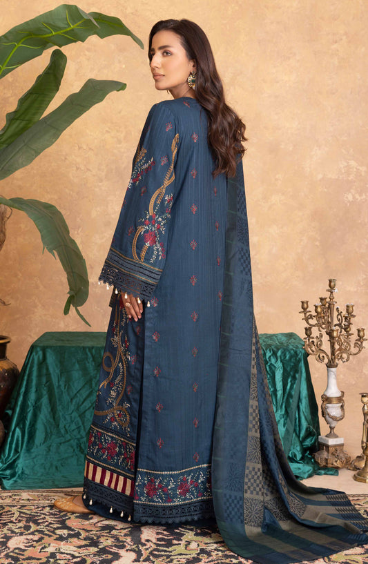 Azami by Johra Embroidered Winter Fabric Unstitched 3 Piece Suit - JW-005 - JH25AZAMI - Blue - Winter Collection