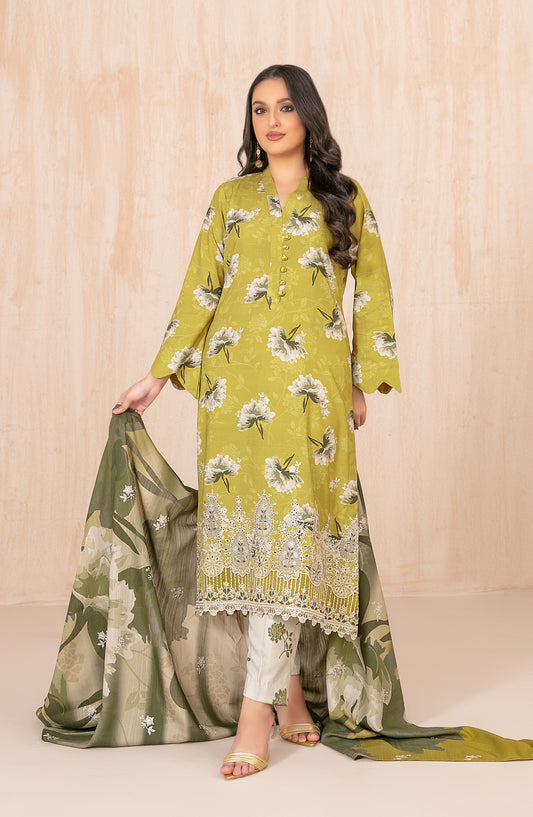 Azeena by Tawakkal Fabrics Embroidered Staple Slub Unstitched 3 Piece Suit - D-5627 - TF25AZN - Green - Winter Collection