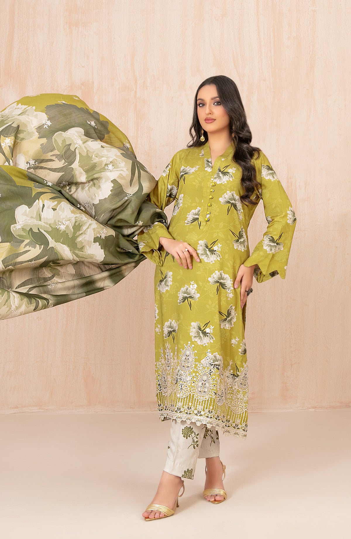 Azeena by Tawakkal Fabrics Embroidered Staple Slub Unstitched 3 Piece Suit - D-5627 - TF25AZN - Green - Winter Collection