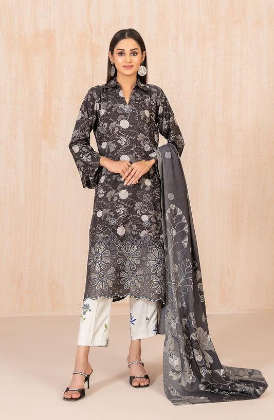 Azeena by Tawakkal Fabrics Embroidered Staple Slub Unstitched 3 Piece Suit - D-5625 - TF25AZN - Black - Winter Collection