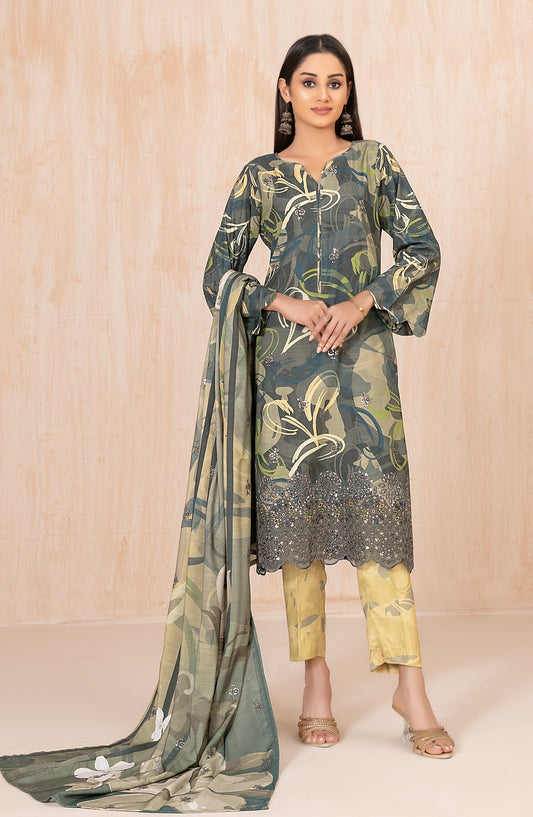 Azeena by Tawakkal Fabrics Embroidered Staple Slub Unstitched 3 Piece Suit - D-5624 - TF25AZN - Green - Winter Collection