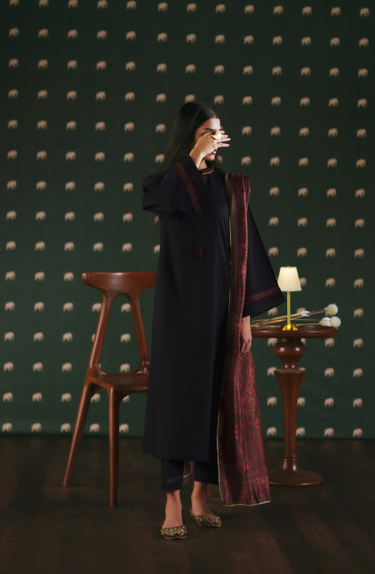 Azzurra by Casual Lite Premium Cotton Lawn Stitched 3 Piece Suit - Marzella - CL26AZU - Black - Summer Collection