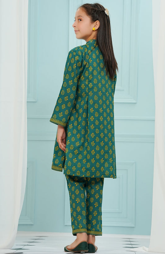 Amna Khadija Printed Lawn Stitched 2 Piece Suit - BBPW-04 - AM25BBPW - Green - Kids Collection