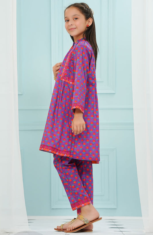 Amna Khadija Printed Lawn Stitched 2 Piece Suit - BBPW-06 - AM25BBPW - Magenta - Kids Collection