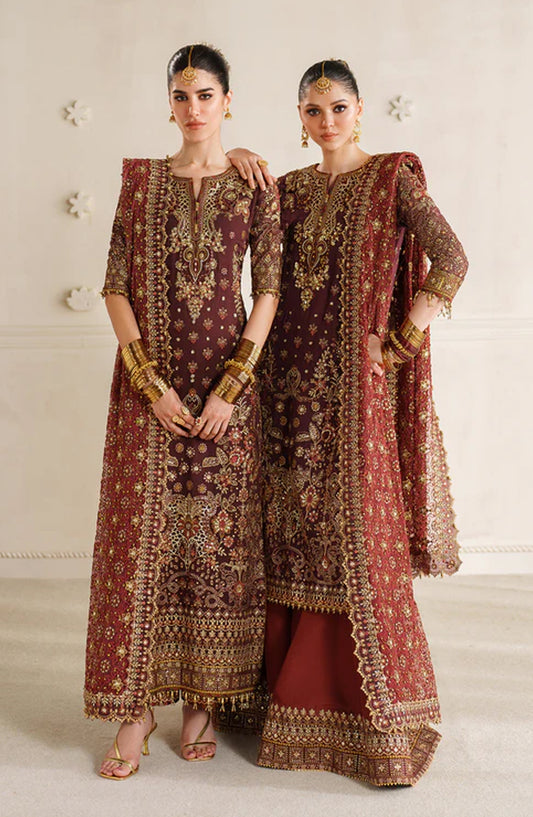 Baroque Chantelle Embroidered Chiffon Unstitched 3 Piece Suit - V14-D07 - BQ25CHN - Purple - Formal Collection