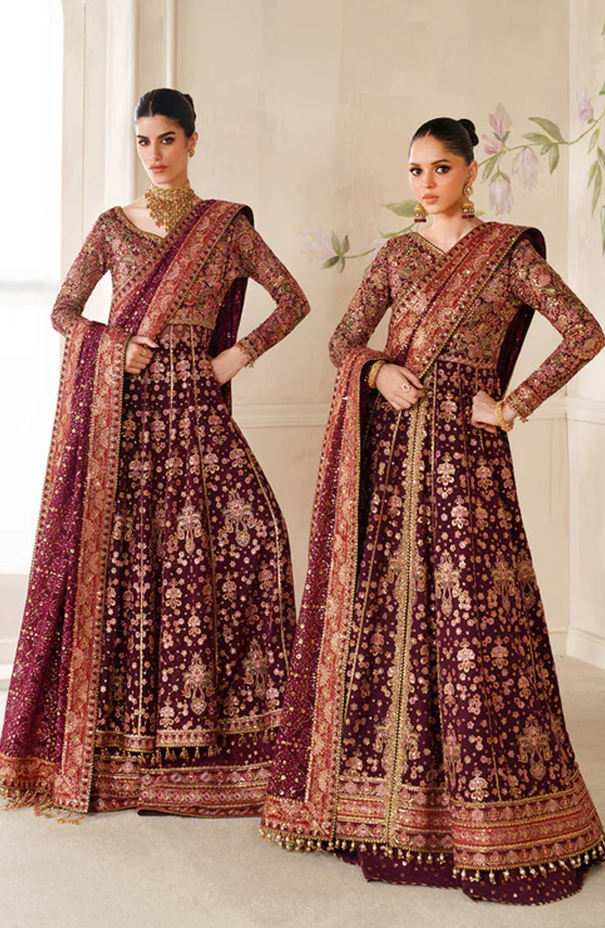 Baroque Chantelle Embroidered Chiffon Unstitched 3 Piece Suit - V14-D05 - BQ25CHN - Purple - Formal Collection