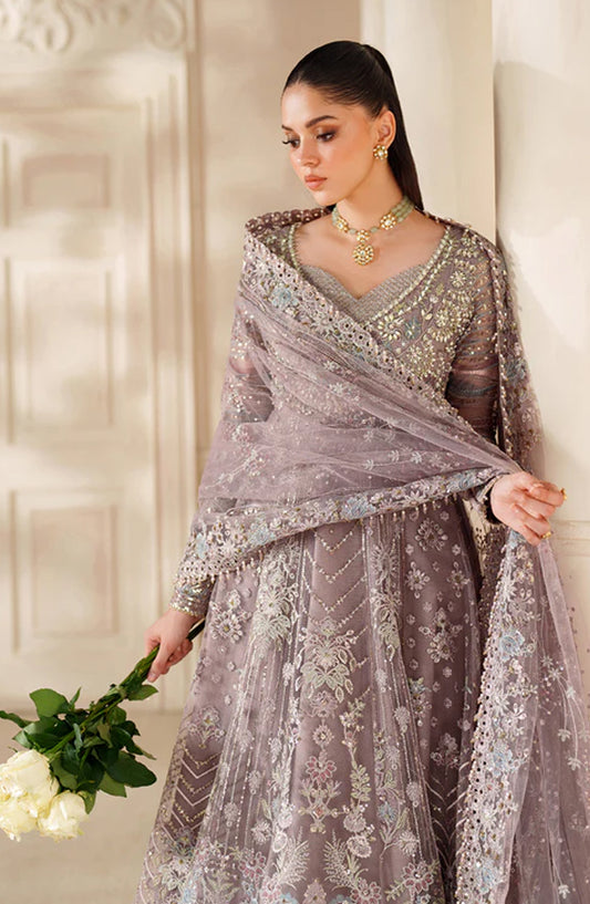 Baroque Chantelle Embroidered Net Unstitched 3 Piece Suit - V14-D04 - BQ25CHN - Purple - Formal Collection