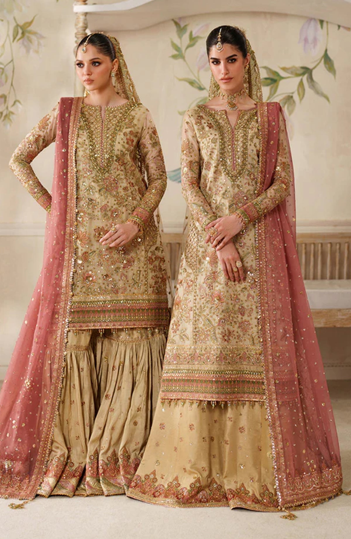 Baroque Chantelle Embroidered Net Unstitched 3 Piece Suit - V14-D02 - BQ25CHN - Yellow - Formal Collection